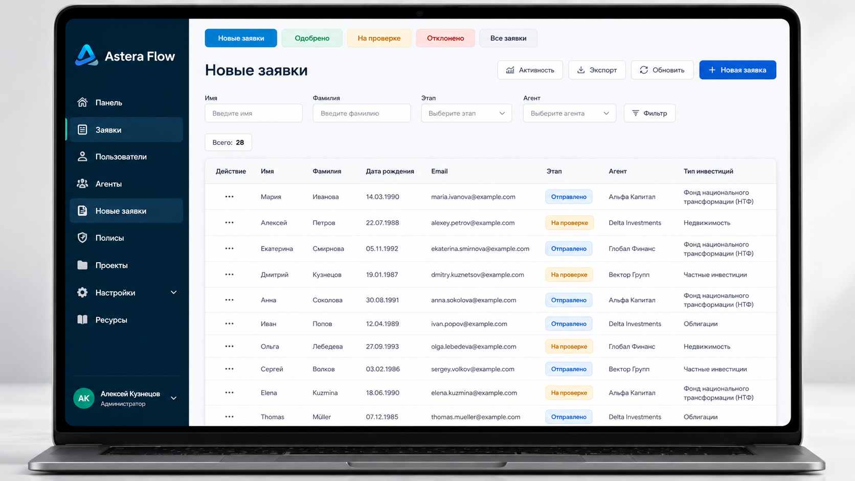 Инвестиционная платформа «Astera Flow»
