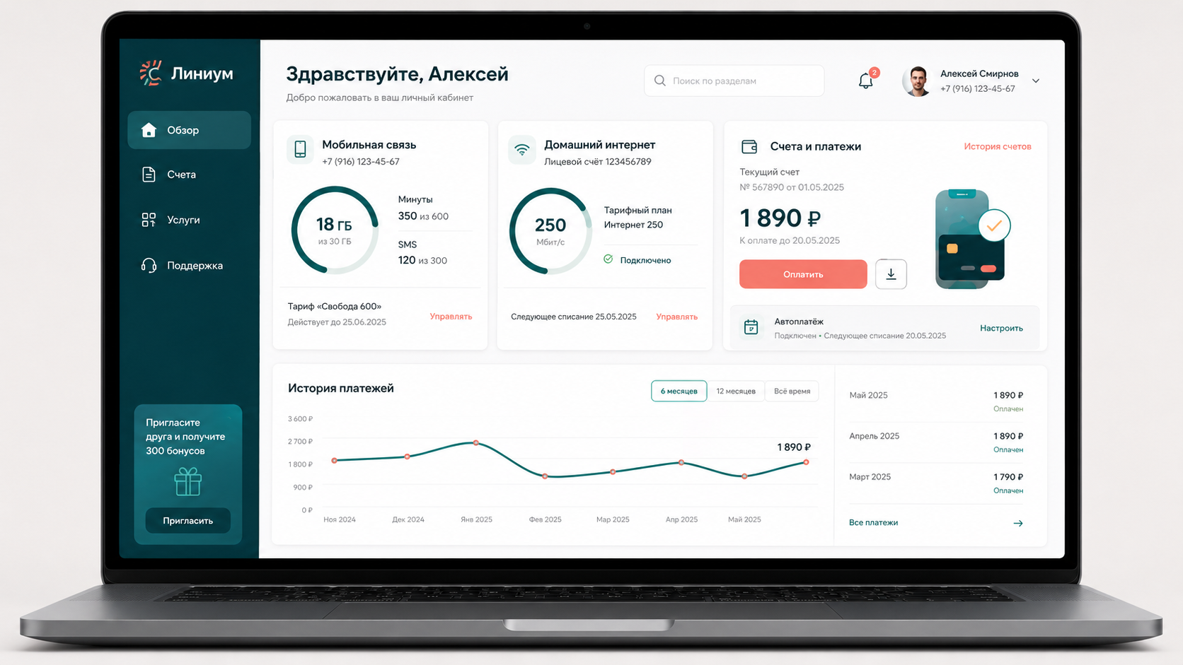 Личный кабинет оператора «Линиум»