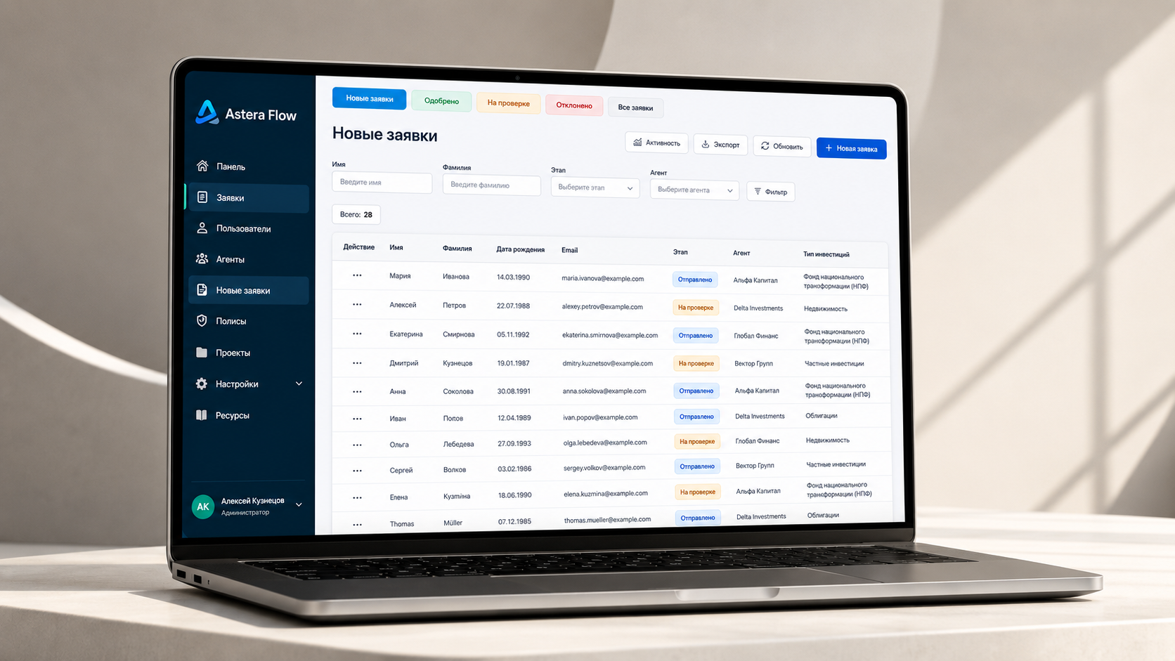 Инвестиционная платформа «Astera Flow»